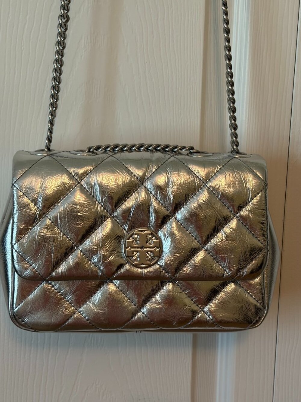 Tory Burch Kira Diamond Metallic Flap Bag